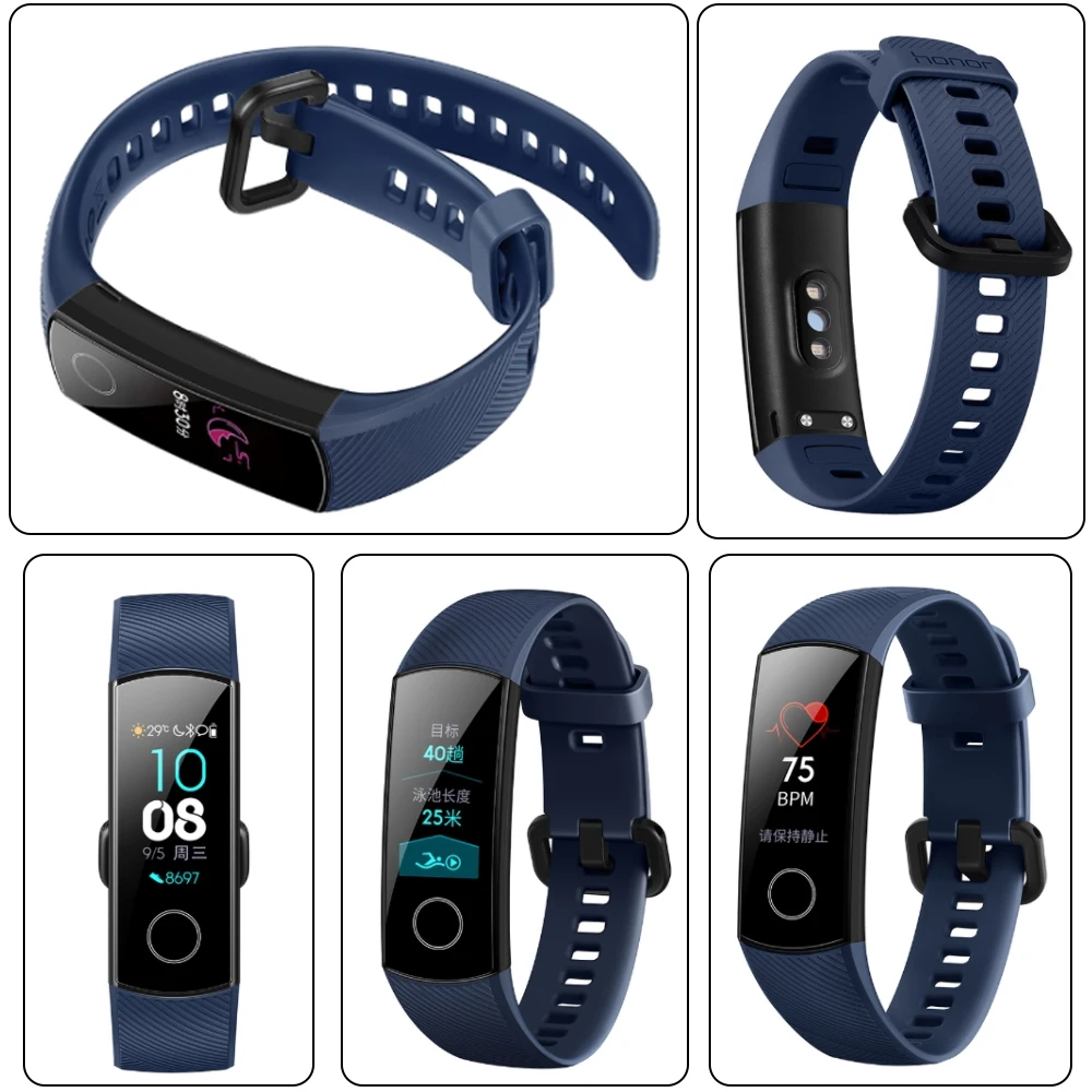 Huawei Honor Band 4, смарт-часы, браслет, 0,95 дюймов, Amoled, цветной сенсорный экран, спортивный, для плавания, осанки, пульсометр, для сна