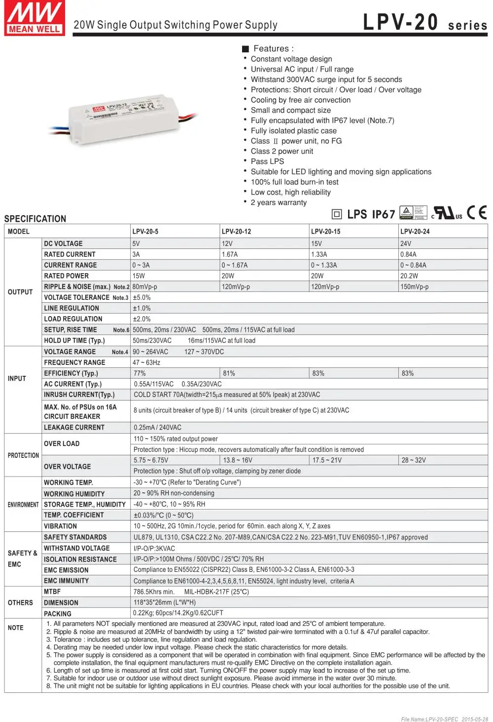 Цена означает хорошо LPV-20-12 12 В 1.67A meanwell LPV-20 20 Вт одиночный выход Индикатор импульсный источник питания