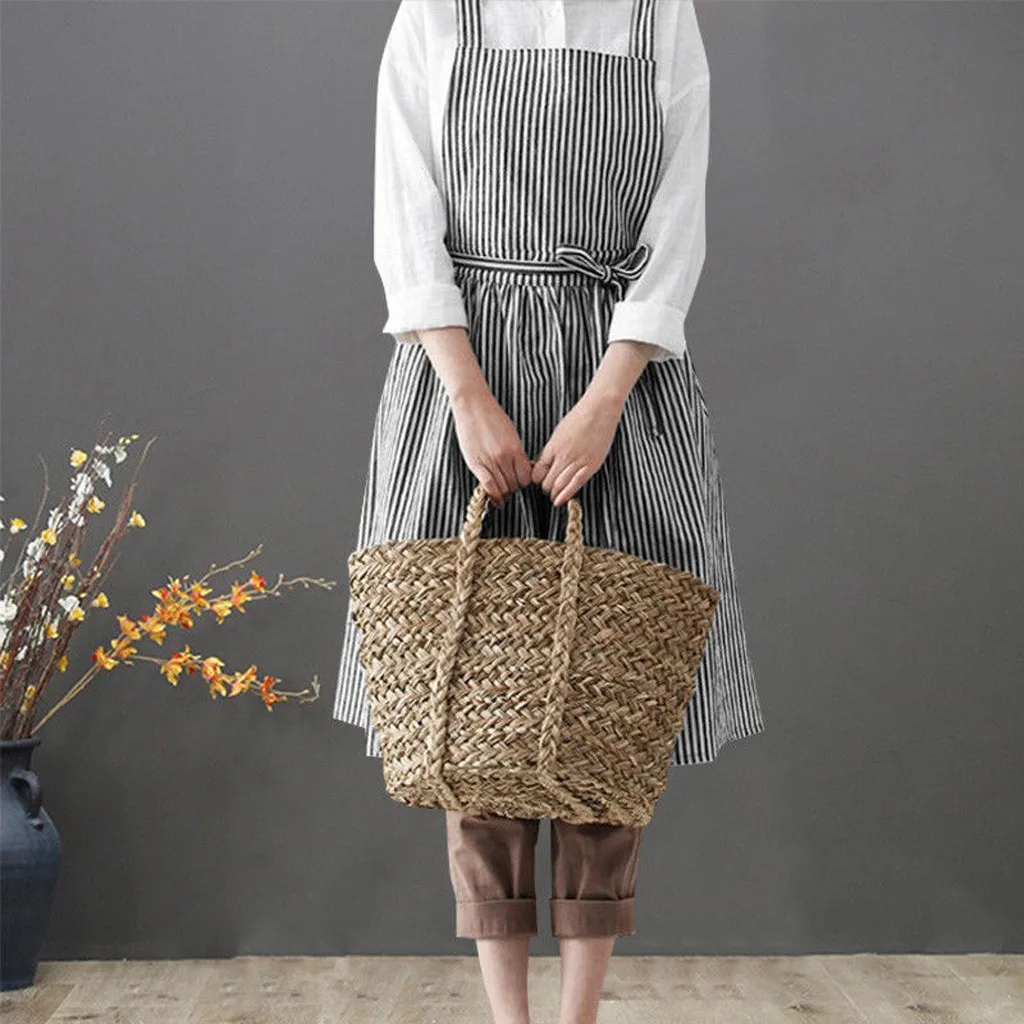 

Xiniu Luxury Women Casual Vestidos Sundress Bib Aprons Striped Cooking Bakery Florist Chef Overalls Dress T- shirt Clothing