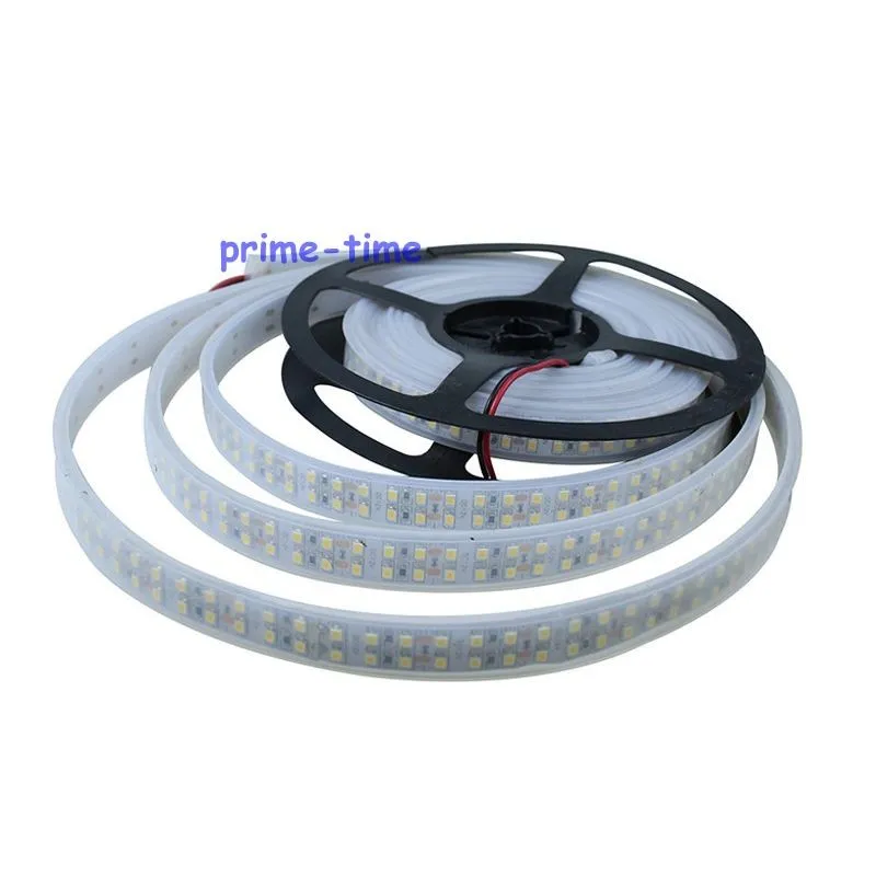 Двухрядные DC12V SMD 3528 Светодиодные ленты 1200 светодиодный 240 светодиодный s/M 5 м/лот IP67 трубки Водонепроницаемый гибкая свет теплый белый/белый