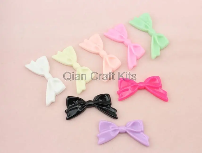 80pcs kawaii bows resin cabochons Flat back Scrapbooking DIY Craft 44mm big kitsch bow