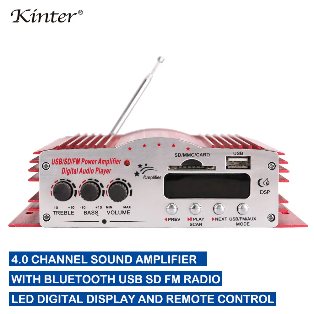 kinter hifi amplifier audio 4.0 channel stereo sound amplifiers MA-200 chip tda7297 support BT SD USB input FM radio home car kinter hifi amplifier audio 4.0 channel stereo sound amplifiers MA-200 chip tda7297 support BT SD USB input FM radio home car