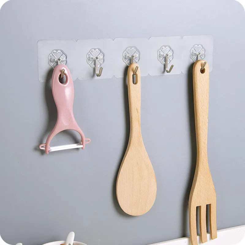 

Transparent Hook Traceless Viscose Kitchen Bathroom Wall Door Back Nail free Clothing Stick