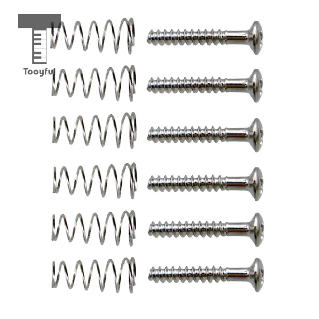 Tooyful 6 шт. Железный SSS одна катушка пикап регулировка высоты винты с пружинами набор для электрогитары запасные части - Цвет: Silver