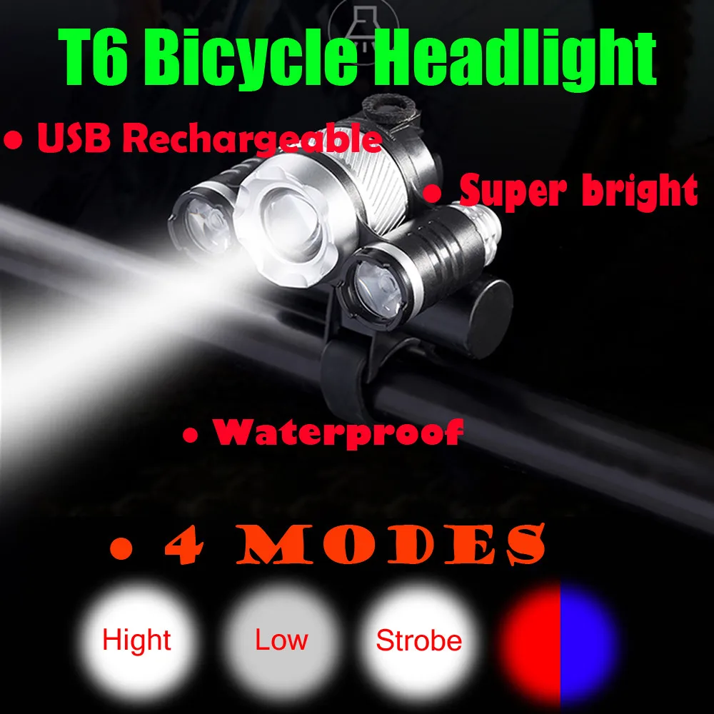 Flash Deal ISHOWTIENDA Flashlight For Bicycle USB Rechargeable XML T6 LED Bike Light Front Cycling Light Head Lamp Bicycle Accessories 2