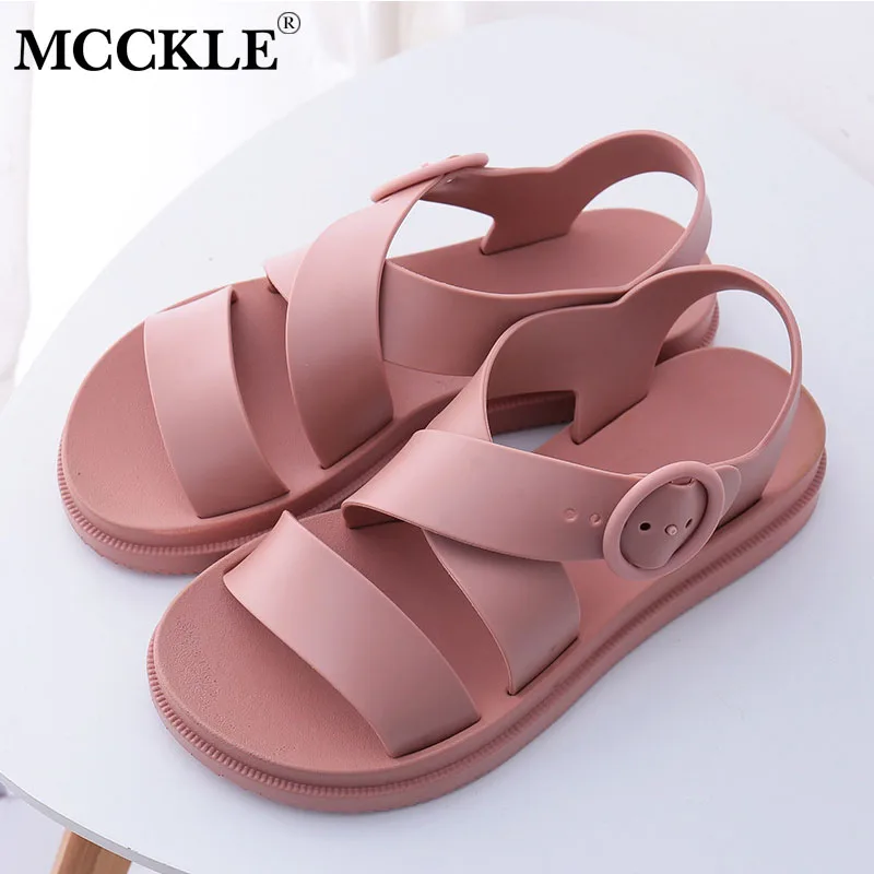 

New Women Flat Sandals Gladiator Open Toe Jelly Sandals Buckle Soft Female Casual Summer Flat Platform For Girl Beach Shoes