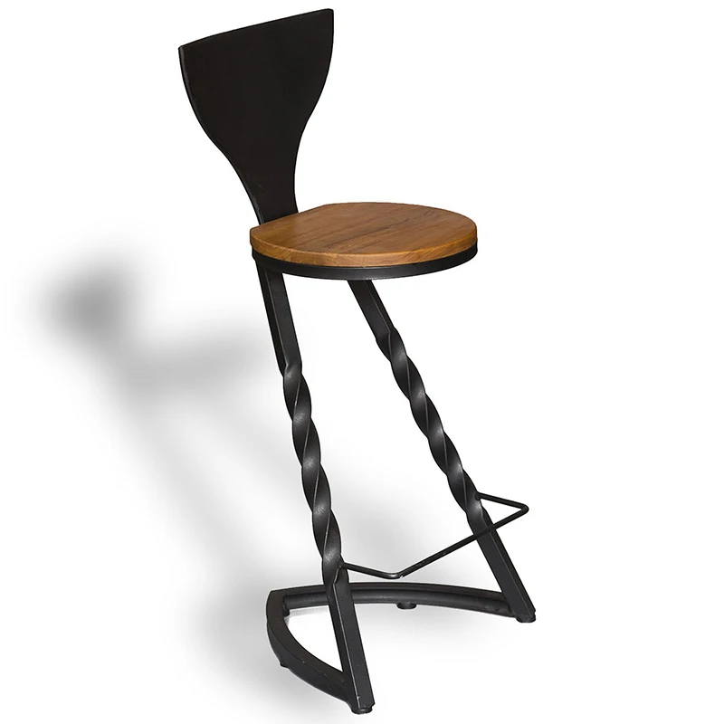 Кованого железа твердой древесины домашний барный стул стол современный минималистский Барный Стул Барные столы и стулья креативные высокие ножки барный стул