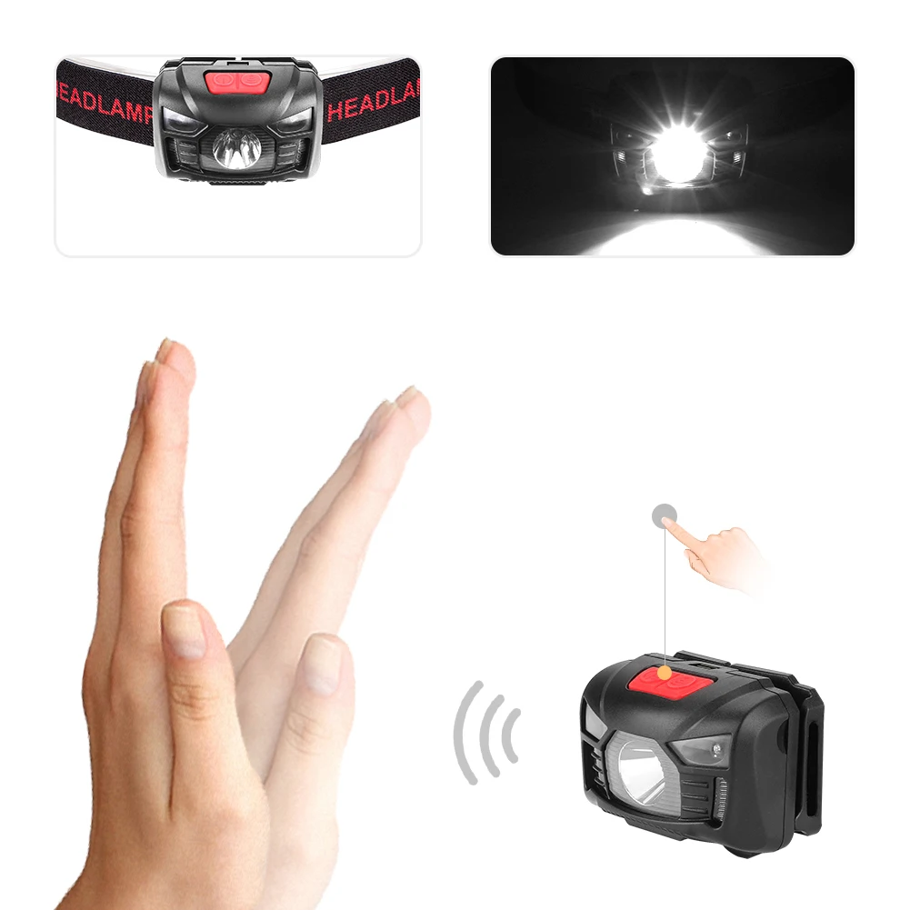Мини 5 режимов индукции светодиодный налобный фонарь светодиодный Перезаряжаемые фары индукции палец фары головного света лампы