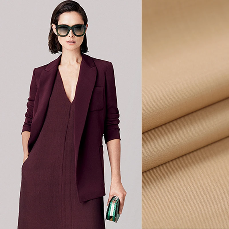 

140CM Wide 320G/M Weight 35% Wool & 65% Polyester Wine Red Khaki Fabric for Spring and Autumn Coat Clothes Jacket E458