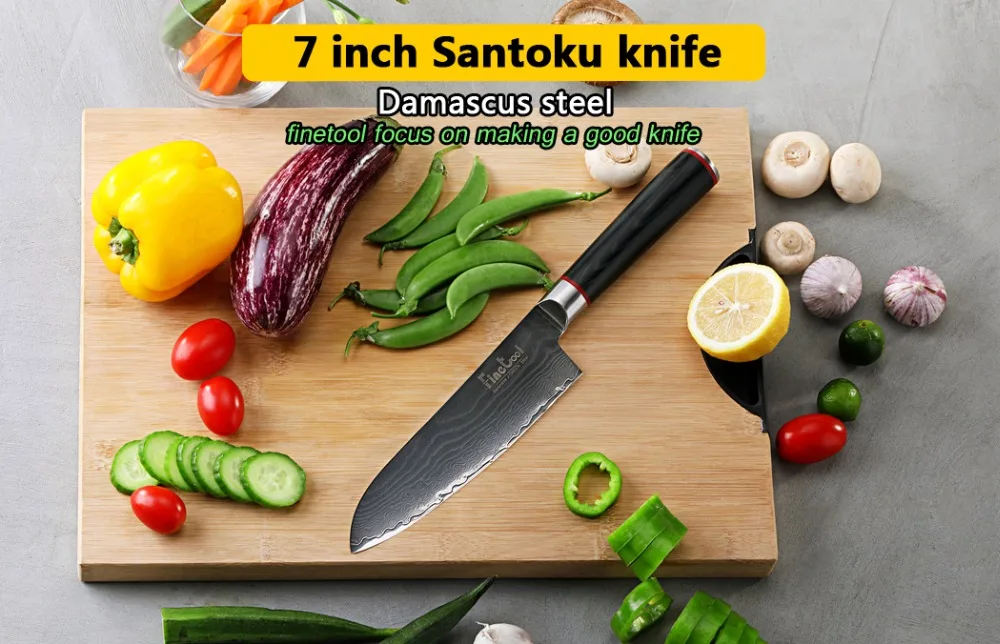 7-дюймовый Santoku ножи Кухня ножи японский Дамаск VG10 Сталь лезвие Ультра Sharp Овощной Santoku Ножи рукоять из микарты