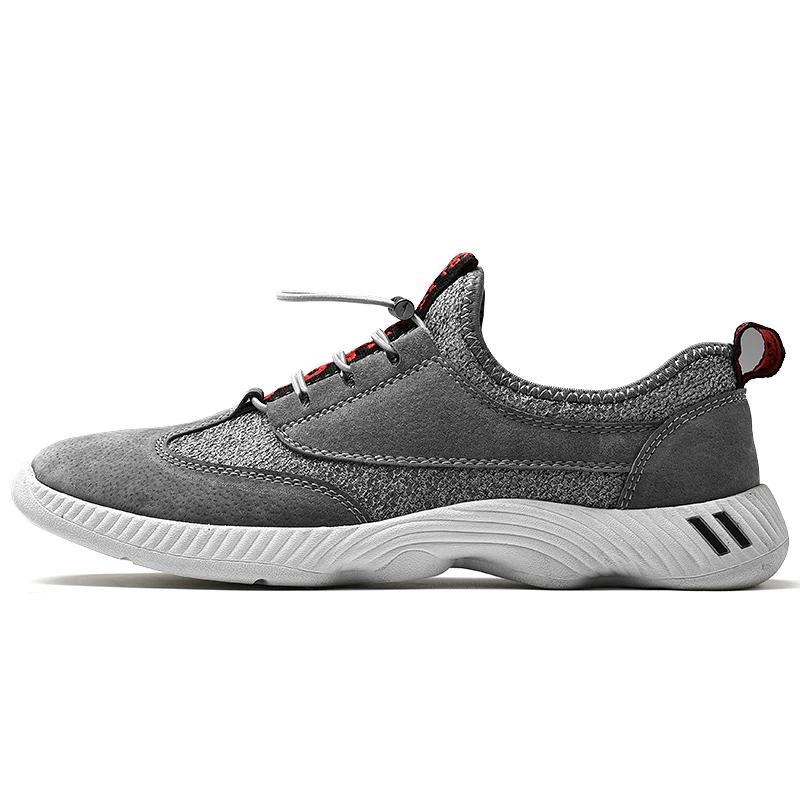 

Plus Size 38-46 Men Running Shoes Genuine Leather Sport Shoes Men Breathable Mesh Men Sneakers