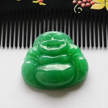 

Pure manual sculpture green Buddha pendant Collocation of bead string necklace charm female style