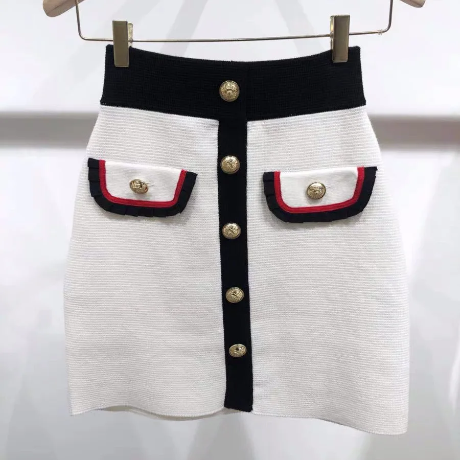 

Spring and Summer 2019 New Coloured High-waist Button Short Women's Half Skirt Knee-Length Straight Skirts Women