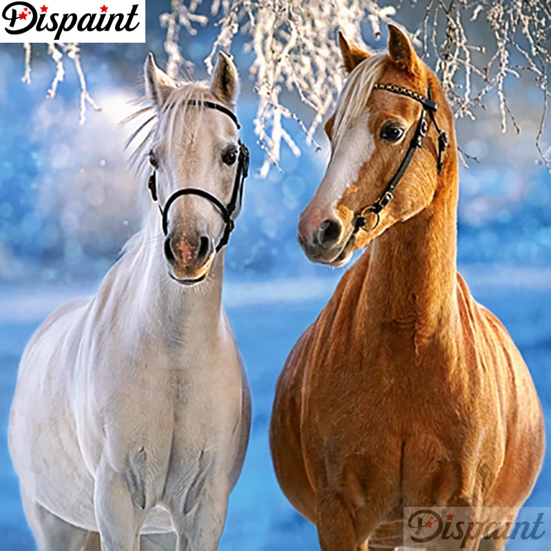 

Dispaint Full Square/Round Drill 5D DIY Diamond Painting "Animal horse scenery" 3D Embroidery Cross Stitch 5D Home Decor A18888