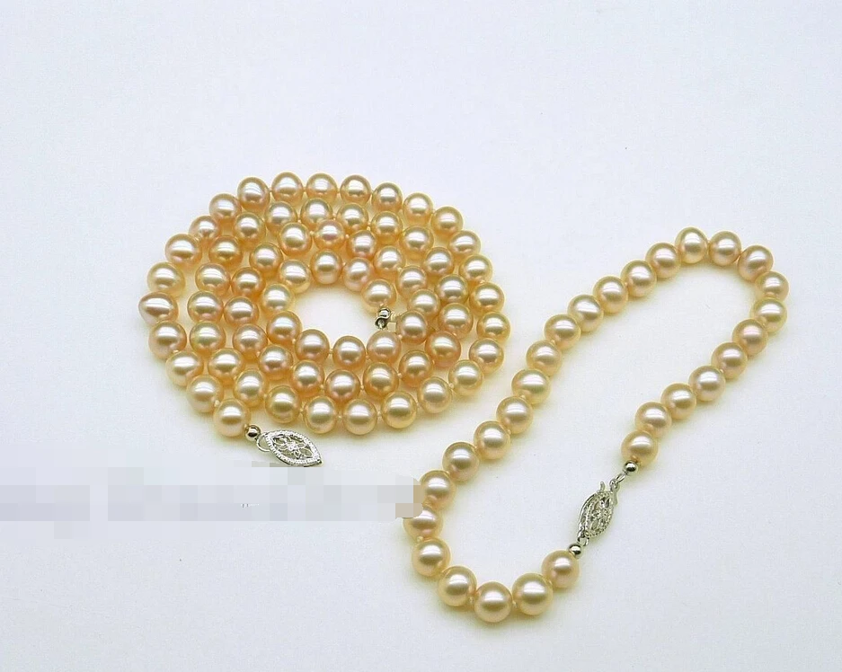 

A0503 free shipping 07707 aaa grade natural pink akoya pearl necklace bracelet jewelry set (0430)