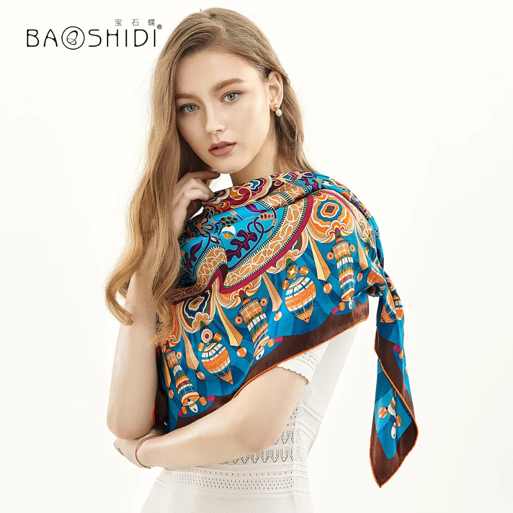 [BAOSHIDI] высококачественный шарф из 100% шелка 16 момме 106*106 см квадратные шарфы Infinity
