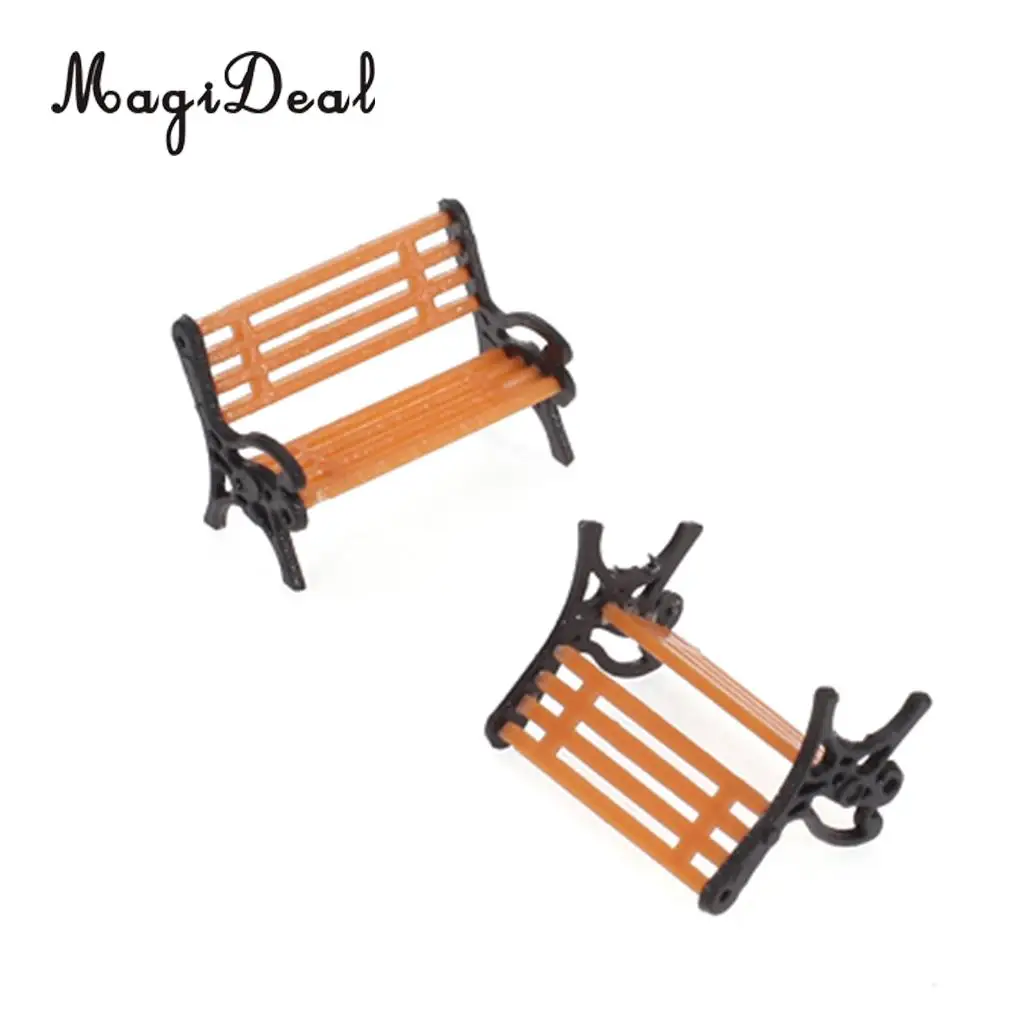 5Pcs/Lot 1:75 Plastic Model Park Bench Model for Garden Station Platform Street Scene Layout Landscape w/ Black Arm