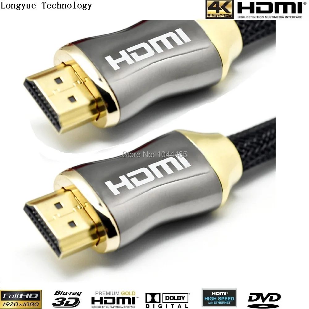 100 шт./лот Золотой 10 м(30 футов) HDMI v1.4 Премиум кабель HDTV 3D 1080P 2160P свинцовый метр