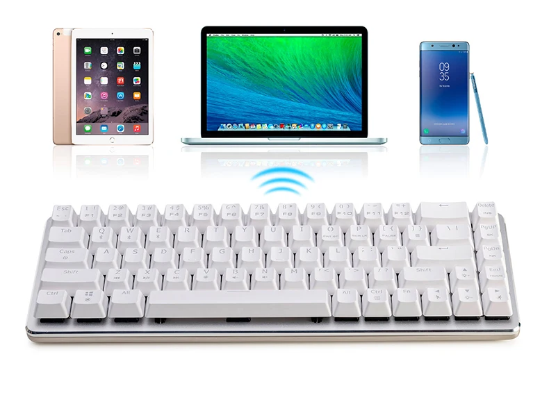 New Arrival Ajazz Zinic teclado wireless keyboard aluminum plate 68 keys white backlit dual-mode bluetooth gaming keyboard cherry switch (11)