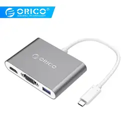 ORICO Алюминий док-станция для ноутбука TYPE-C К конвертер HDMI VGA с 1 USB3.0 Порты и разъёмы для ноутбука Macbook PC