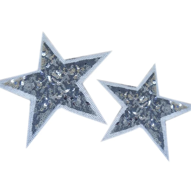 

Fashion T shirt Women sequins patches for clothing 24cm sliver star patch deal with it 3d t shirt mens Christmas gift stickers