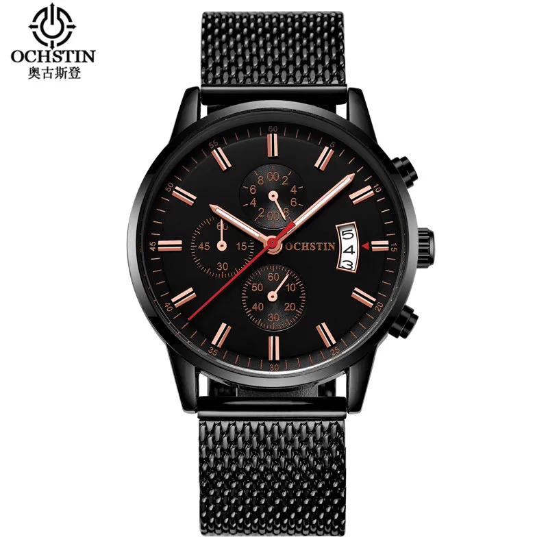 

OCHSTIN Top Brand Fashion Mens Watch Date Sport Quartz Wristwatch for Male Clock Casual Steel Mesh Band Watch Men relojes hombre