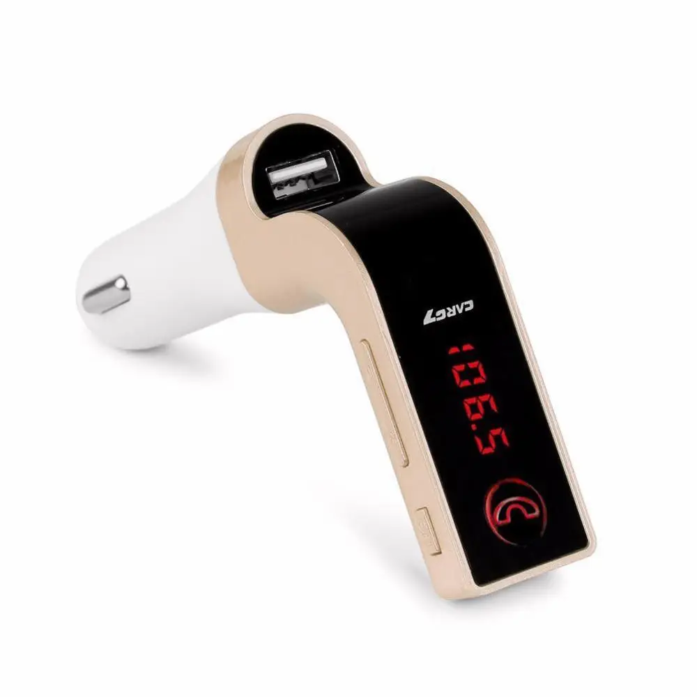 G7 4-в-1 громкой связи USB карты памяти Поддержка Зарядное устройство 2.1A комплект беспроводной связи bluetooth для автомобиля ЖК-дисплей Hands-Free FM передатчик MP3 музыка - Название цвета: Золотой