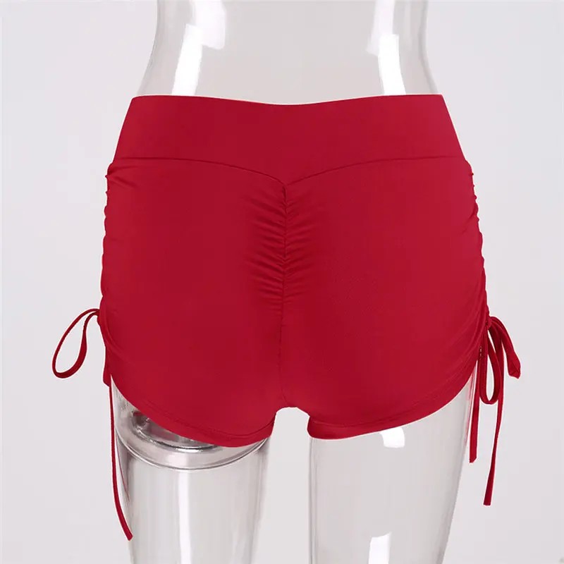 Sports Shorts Women High Waist Yoga Shorts Quick Dry Streetwear Breeches Purple And Red Solid Color Sports Shorts For Fitness (6)