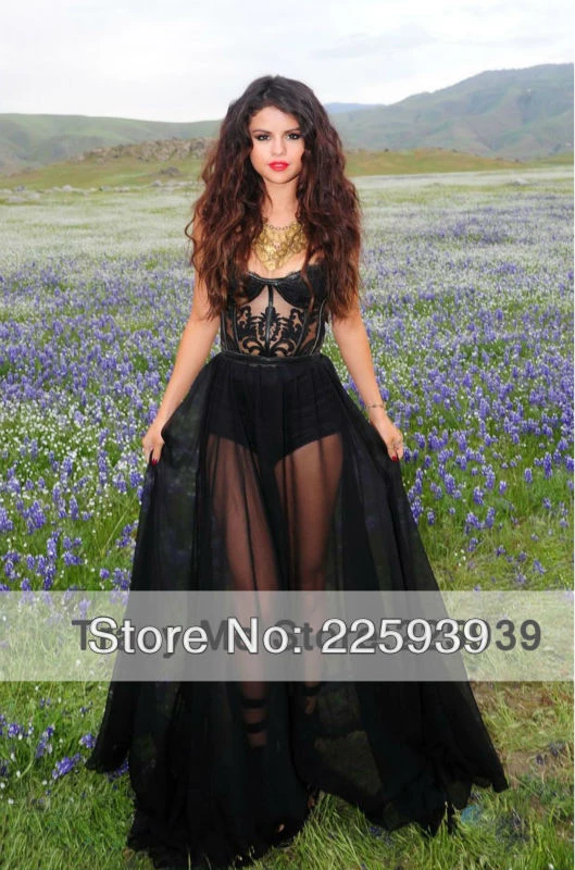 Selena Gomez Video Alin Gel Bu Sevgiliye See Through Seksi Siyah Sifon Uzun Gelinlik Modelleri Onluk Pantolon Moda Elbise Ile Gown Brooch Gown Bagfashionable Evening Gowns Aliexpress