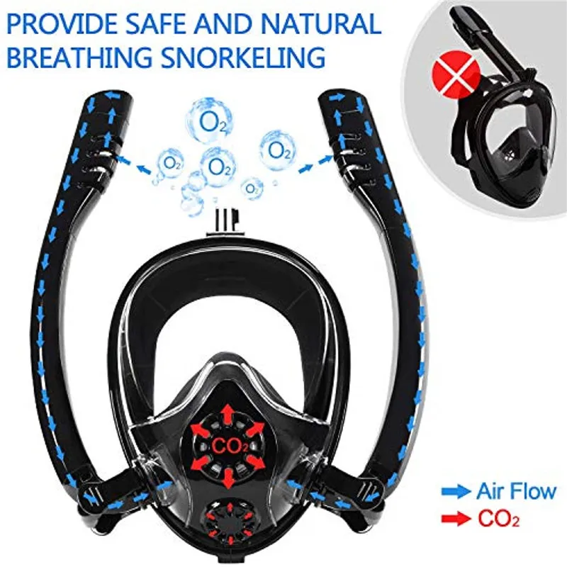 Snorkeling Diving Mask Double Breath Tube Swimming Full Face Anti-Fog Anti-Leak Adults kids Diving Equipment