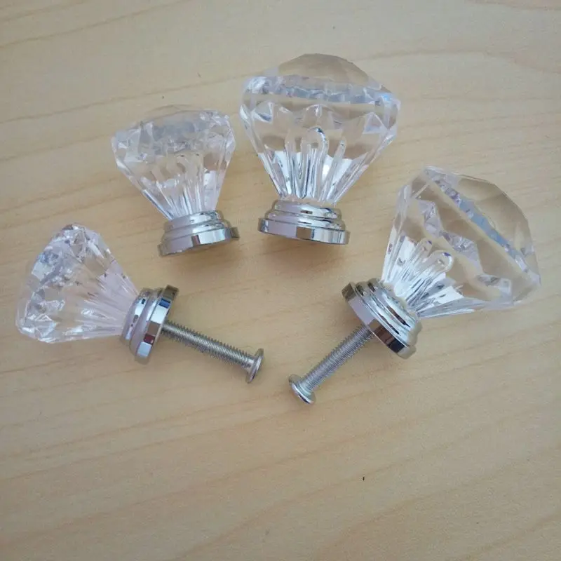 10PCS Clear Acrylic Crystal Knob Cupboard Closet Dresser Knob