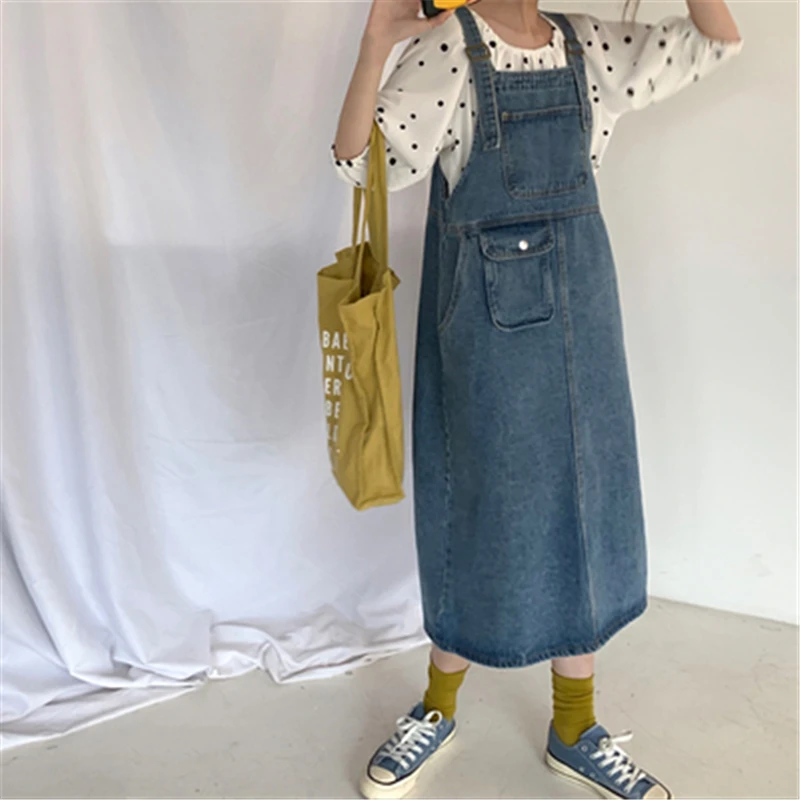 

2019 Women Denim Dress Plus Size Summer Loose Strap Jeans Bodycon Dress Suspender Denim Sundress Dress Sleeveless Jeans Dress