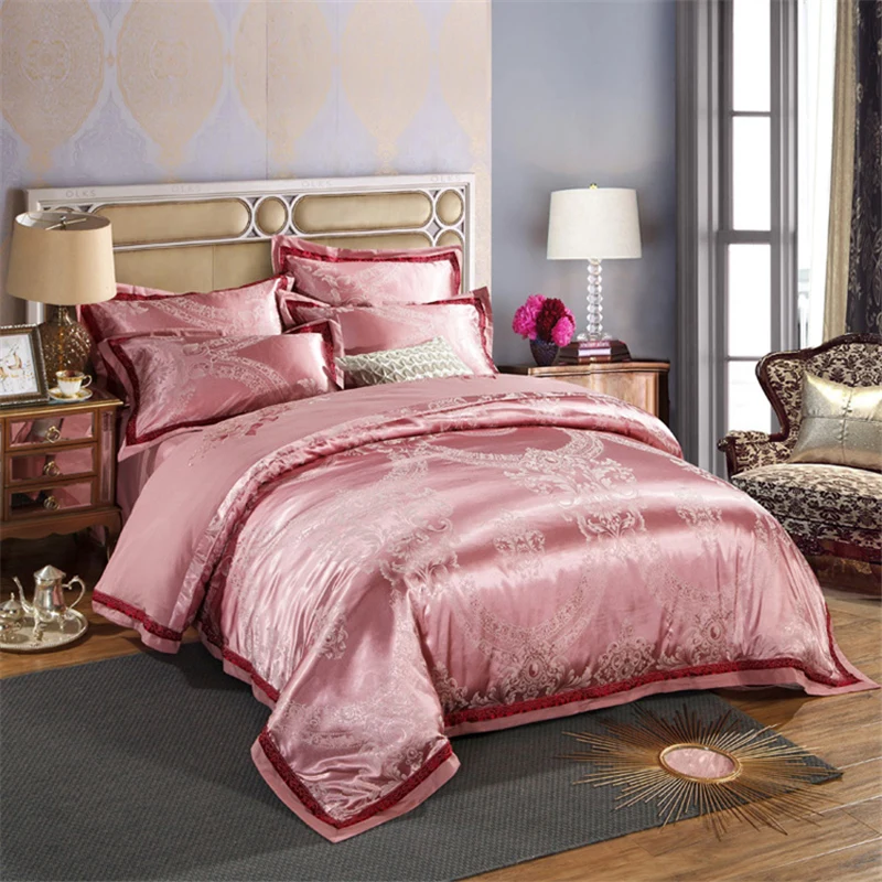 Waliicorners Silk Cotton Jacquard Golden Classic Bedding set Silky Smooth Duvet Cover Bed Sheet Pillowcases 33 201861313443-1
