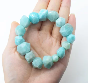 

Amazonite green baroque faceted 13*18mm bracelet 7.5inch wholesale beads nature FPPJ gemstone