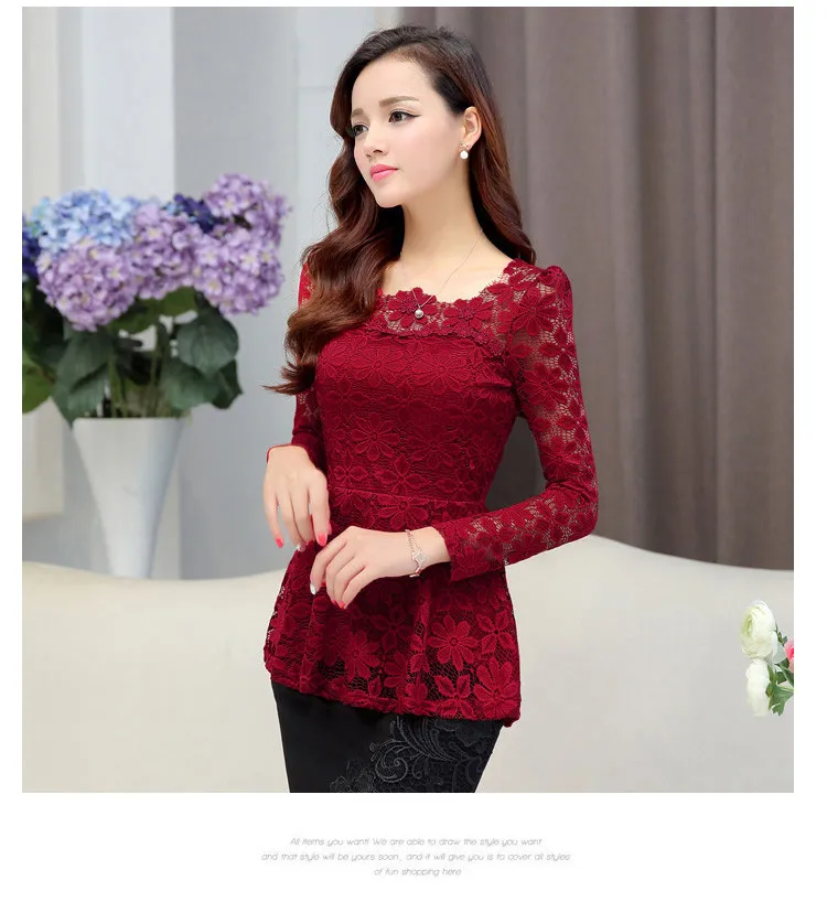 women's shirts & tops Fashion women tops Women Ruffles blouse Long sleeve Lace Shirt Blusas Femininas Blouses & Shirts plus size 5XL black long sleeve top