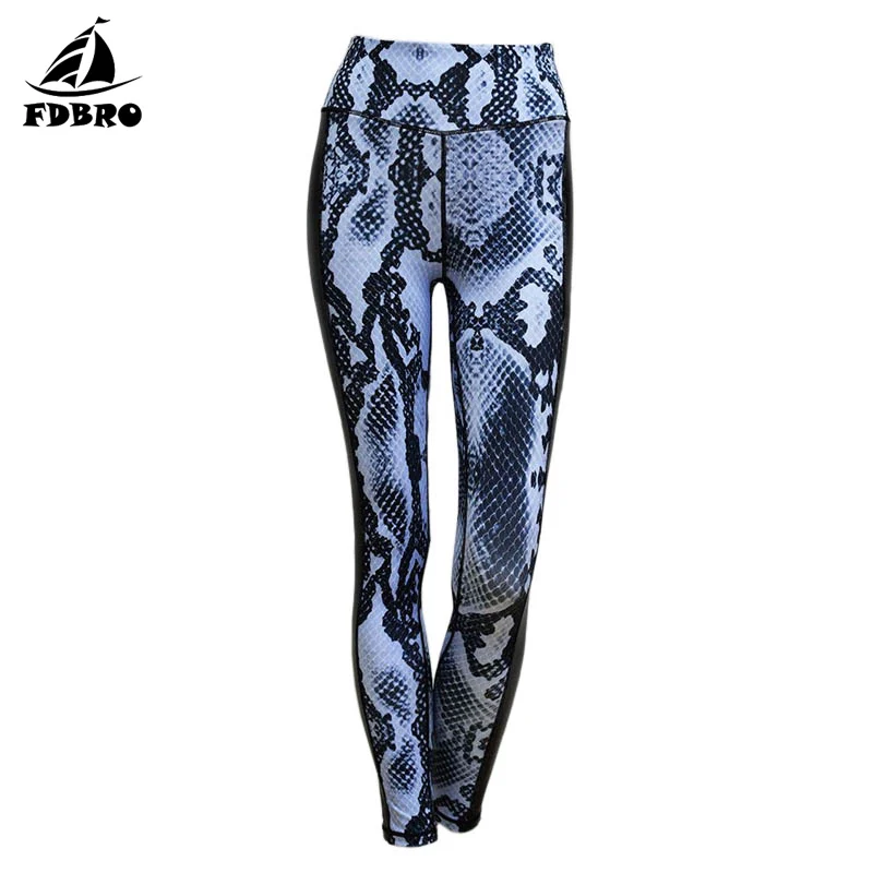 

FDBRO Spring Women Straight Slim Tight Ankle-Length Yoga Pant Snake Print Pants For Fitness Dance Run Exercise Yoga