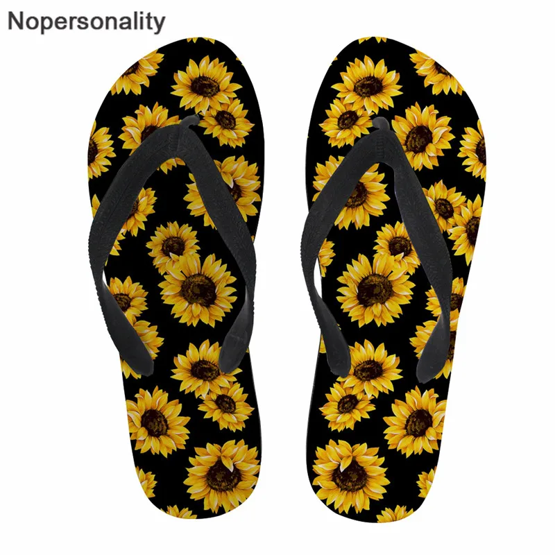 

Nopersonality Summer Women Beach Flipflops Sunflower Prints Sandals for ladies Casual Slippers Female Rubber Slip-on Flip Flops