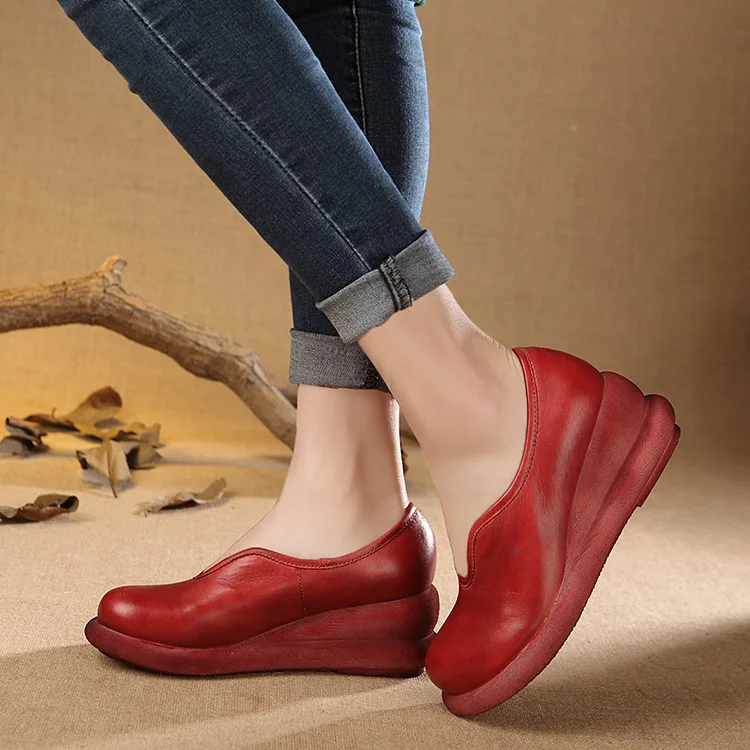 

2018 New Handmade Original leather Buffet Casual leather Woman Shoes