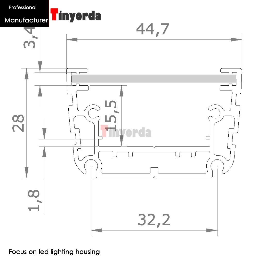 Tinyorda TWH2844 10 шт. (длина 1 м) 30 Вт высокой мощности Светодиодный радиатор освещения потока для 28 мм PCB [профессиональный производитель]