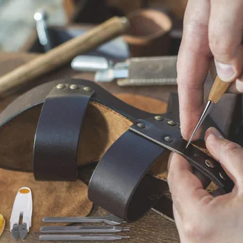 

HOT 59 Pcs/Set Leather Craft Hand Tools Kit for Hand Sewing Stitching Stamping Saddle Making NDS66