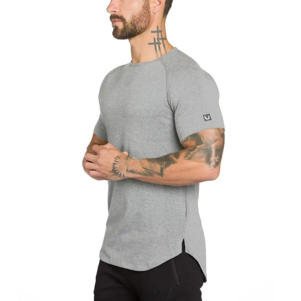 

2019 Summer Brand Men's Work Out T-shirt with Short Sleeve Wing Letter Print Man GYM Style Breathable Stretch Tshirt