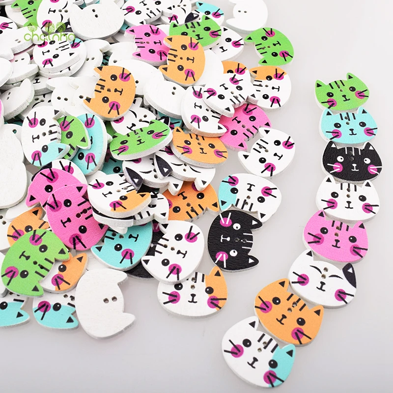 

Chainho, 100pcs/Bag,Mix Colour 2 Holes,Cats Series,Wooden Buttons Of DIY Scrapbooking Patchwork Sewing/Crafts & Home Decoration
