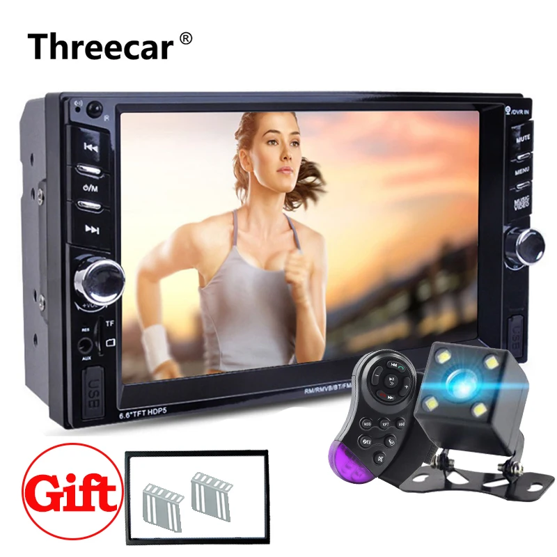 

Double Din Car Radio Autoradio 6.6" LCD Screen Mirror Link Mp5 Player Bluetooth FM USB Car Stereo Radio Support Camera Car Radio