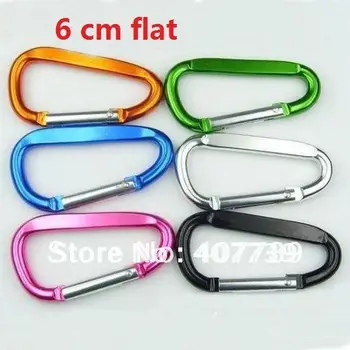 

6CM 1000PCS D-shape flat Aluminium carabiner -snap hook key carabiner-keychain-fashion accessory- free shipping