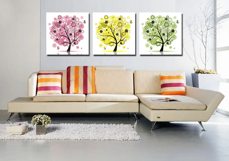 

3 pcs free shipping Beautiful three trees Home Decor picture cuadros Painting On Canvas Prints Decoration for wall art print