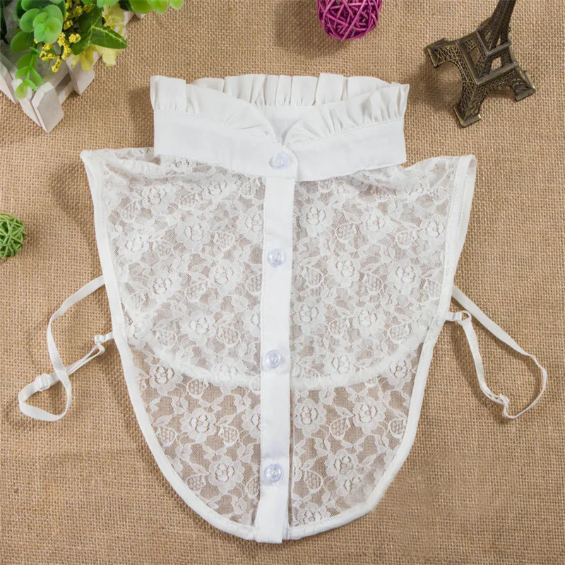 2018 New Fashion Women Lace Stringy Selvedge Collar Fake Shirt Stand-up Detachable Collars White for Girls Woman |