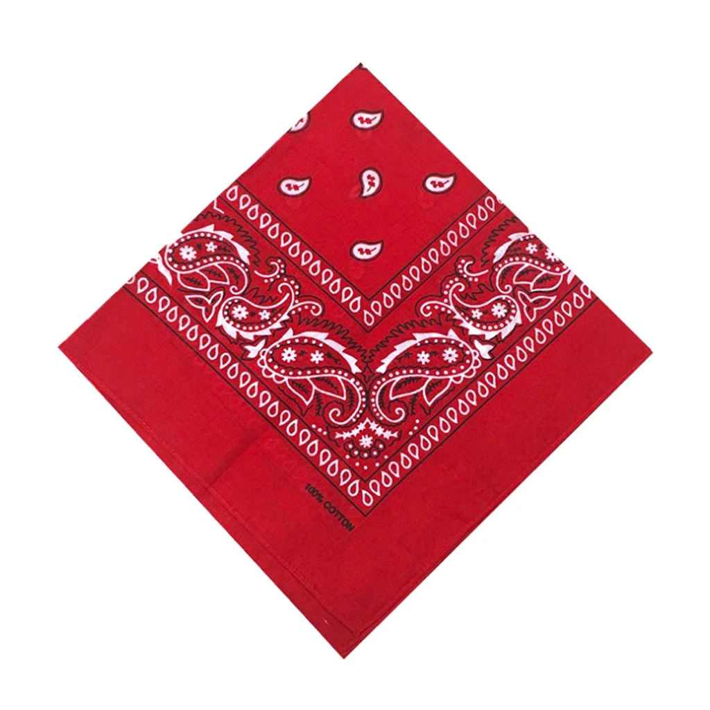 100% Cotton Fashion Bandana Multipurpose Paisley Printing Cowboy Bandanas Square Scarf Headbands Necktie for Men Women 55 x 55cm