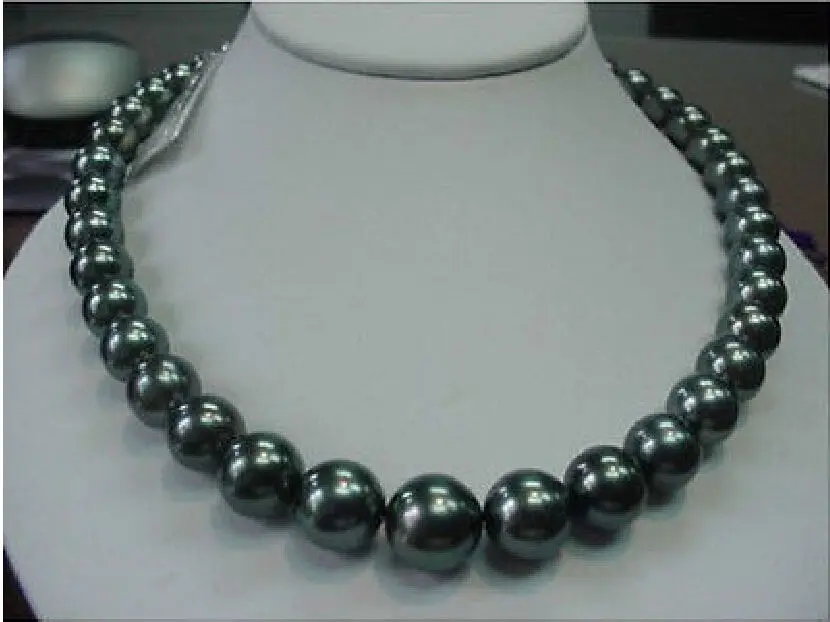 

GENUINE Charming + 11-12mm TAHITIAN black PEARL NECKLACE 18"14K r