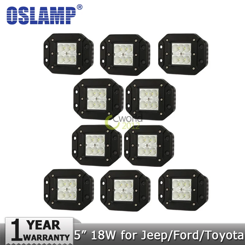 

Oslamp 18W 5" Flush Mount CREE Chips LED Work Light Flood 4X4 Offroad Led Driving Light for Jeep/Ford/Toyota Truck 4WD Headlight