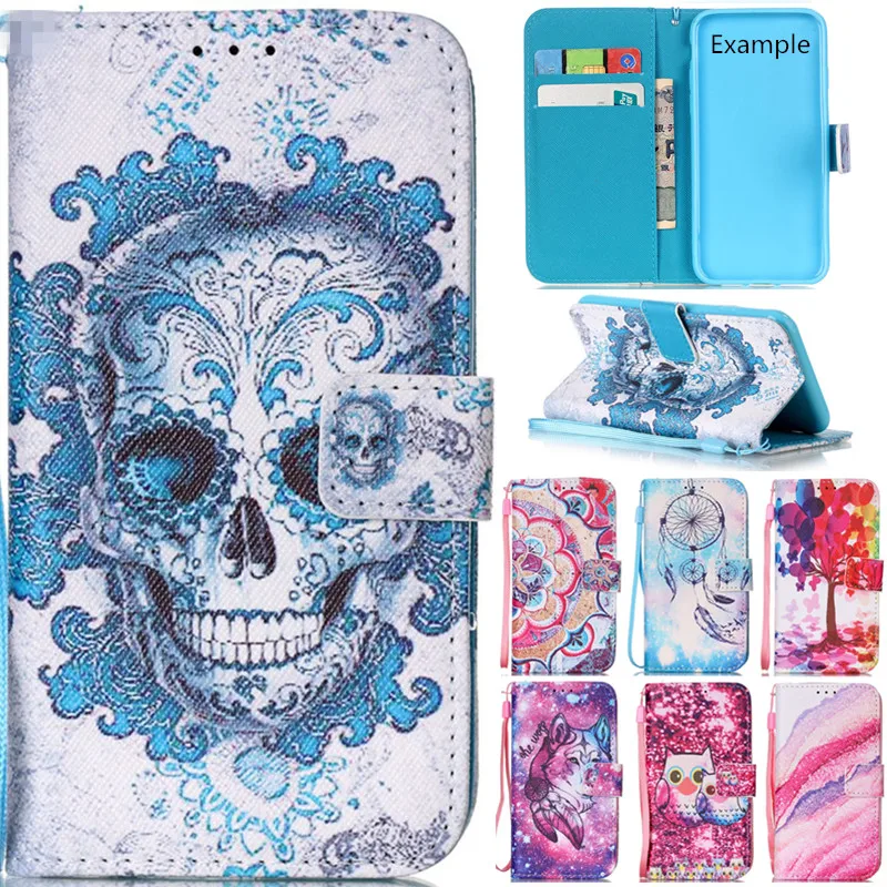 

Cute Cartoon Dream Owl Wolf Skull Leather Wallet Flip Fundas Case For Samsung Galaxy A3 A5 2016 A310 A310F A510 A510F Cover Capa